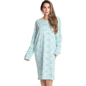 Just Love Long Sleeve Nightgown Sleepwear(Blue – Floral Medallion)