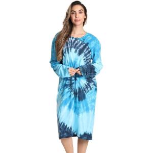 Just Love Long Sleeve Nightgown Sleepwear(Blue – Tie Dye Swirl)