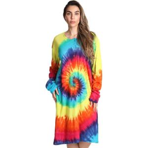 Just Love Long Sleeve Nightgown Sleepwear(Multi – Tie Dye Bright Swirl)