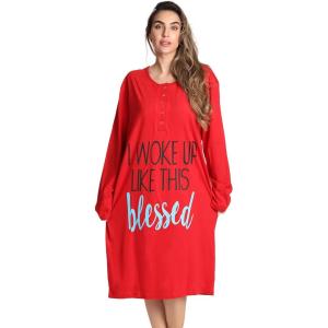 Just Love Long Sleeve Nightgown Sleepwear(Red – Woke Up Like This)