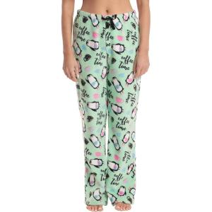 Just Love Womens Plush Pants(Lemon – Coffee Time Penguin)