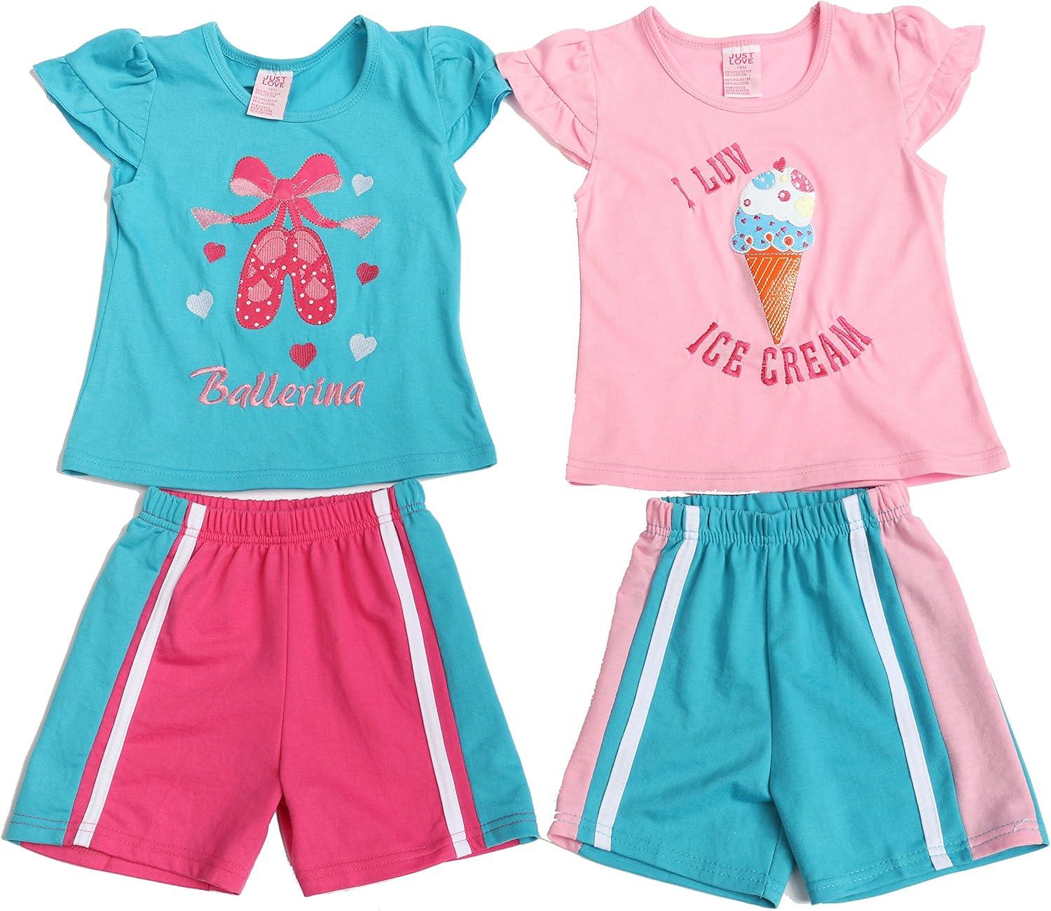 imageJust Love Two Piece Short Set Pack of 2Blue Ballerina Pink Ice Cream