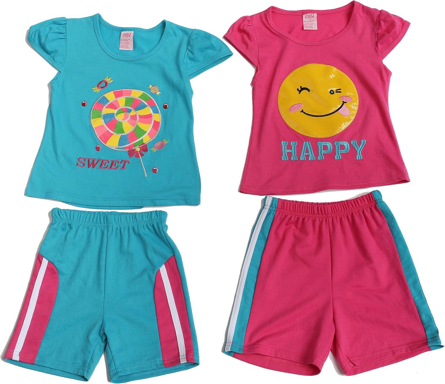 imageJust Love Two Piece Short Set Pack of 2Blue Sweets Pink Happy Face