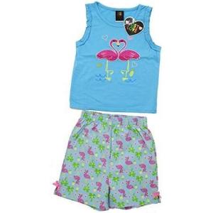 Just Love 2 Piece Summer Short Sets for Girls with Applique(Blue Flamingo)