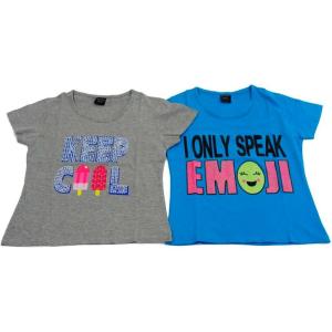 Just Love Cute Graphic T Shirts for Girls (Pack of 2)(Grey / Turquoise)