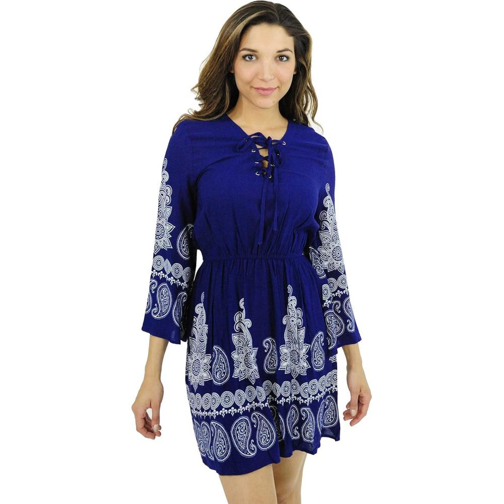 imageJust Love Rayon Short Dress Summer Dresses for WomenNavy  Cream