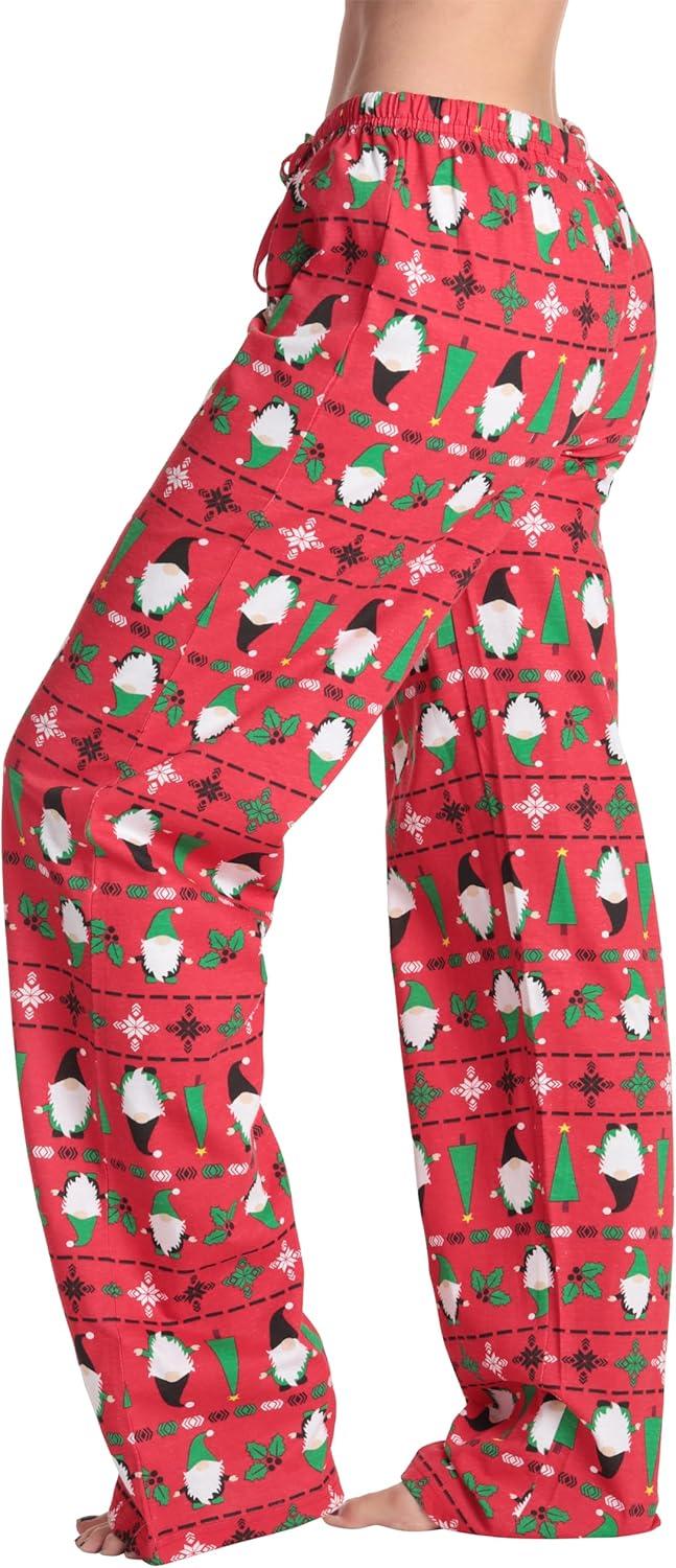 imageJust Love Women Buffalo Plaid Pajama Pants SleepwearRed Xmas Gnome Fairisle