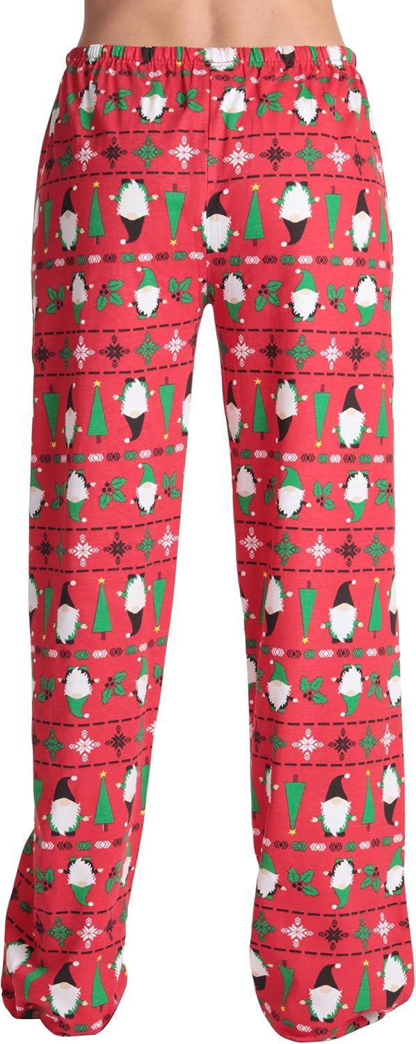imageJust Love Women Buffalo Plaid Pajama Pants SleepwearRed Xmas Gnome Fairisle