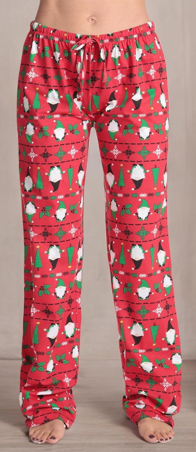 imageJust Love Women Buffalo Plaid Pajama Pants SleepwearRed Xmas Gnome Fairisle