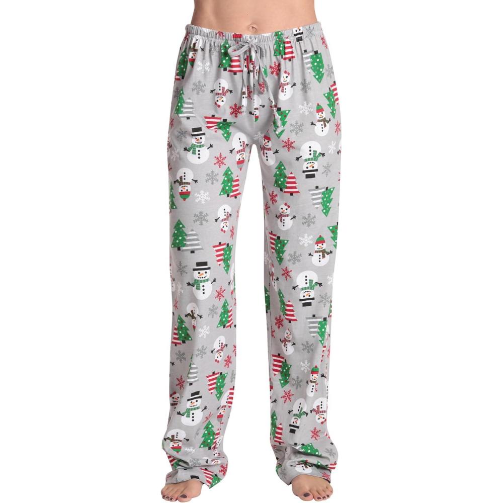 imageJust Love Women Buffalo Plaid Pajama Pants SleepwearGrey Xmas Snowman