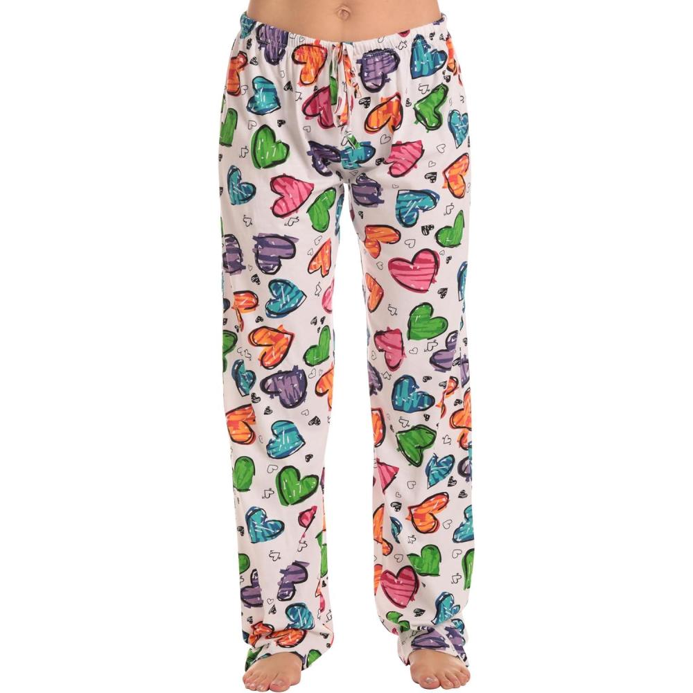 imageJust Love Women Buffalo Plaid Pajama Pants SleepwearWhite Multi Hearts