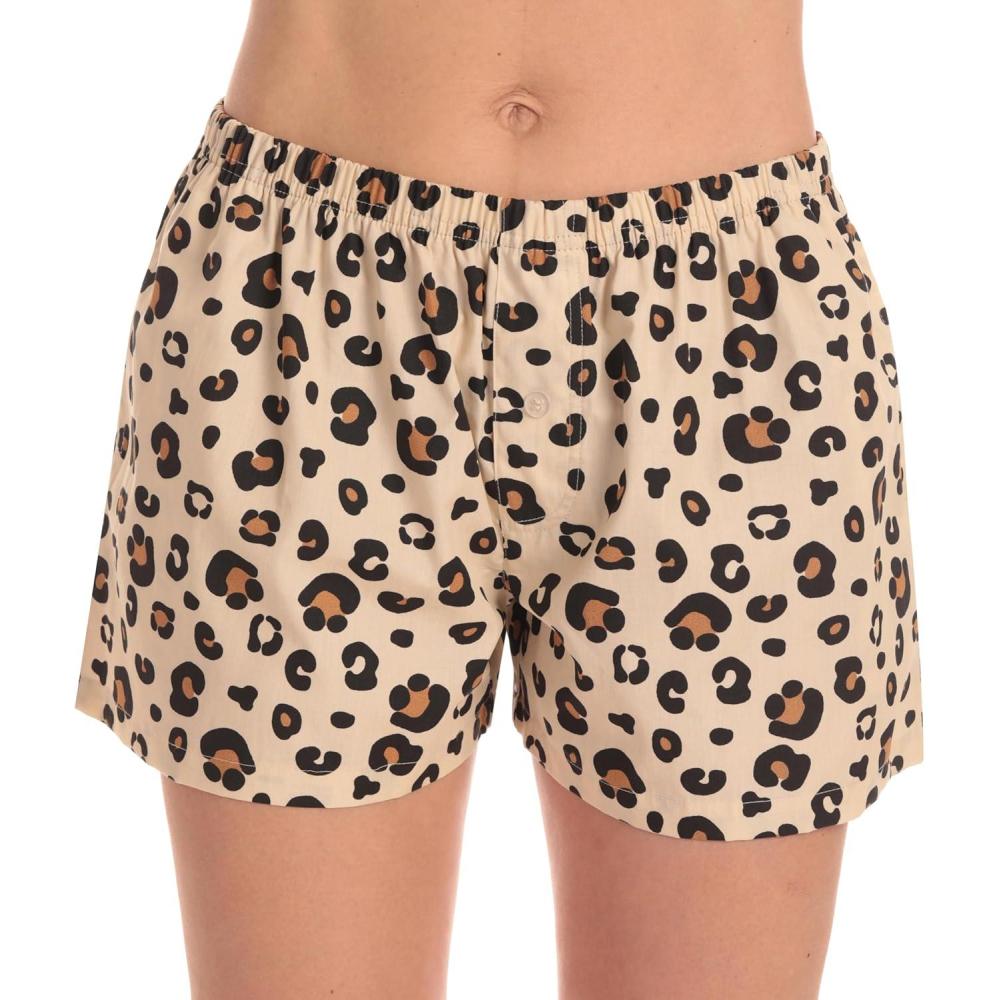 imageJust Love Womens Cotton Boxer Shorts with Pockets 100 Cotton Sleep Lounge amp Casual Shorts Prints amp PlaidsBig Cheetah