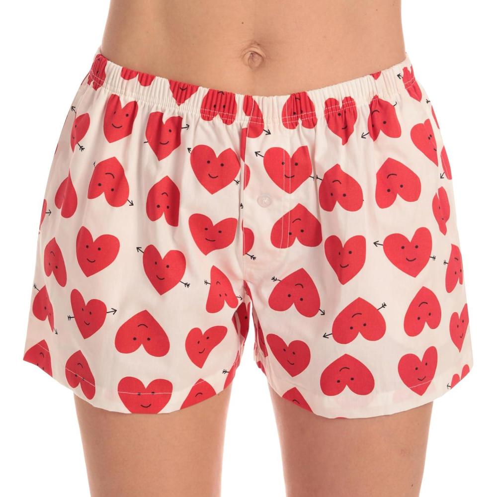 imageJust Love Womens Cotton Boxer Shorts with Pockets 100 Cotton Sleep Lounge amp Casual Shorts Prints amp PlaidsBow and Arrow Hearts