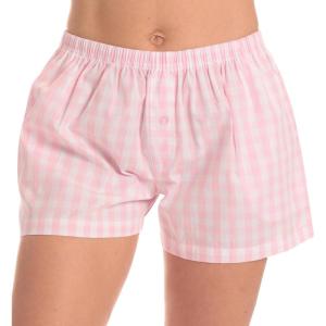 Just Love Womens Cotton Boxer Shorts with Pockets – 100% Cotton Sleep, Lounge & Casual Shorts – Prints & Plaids(Gingham Check Pink)