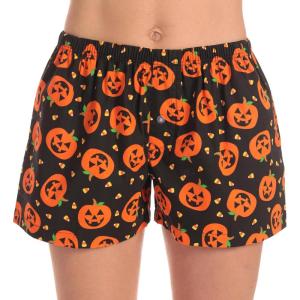 Just Love Womens Cotton Boxer Shorts with Pockets – 100% Cotton Sleep, Lounge & Casual Shorts – Prints & Plaids(Halloween – Pumpkins)