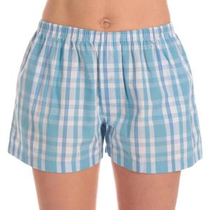 Just Love Womens Cotton Boxer Shorts with Pockets – 100% Cotton Sleep, Lounge & Casual Shorts – Prints & Plaids(Plaid – Blue White)