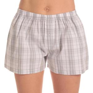 Just Love Womens Cotton Boxer Shorts with Pockets – 100% Cotton Sleep, Lounge & Casual Shorts – Prints & Plaids(Plaid – Grey White)