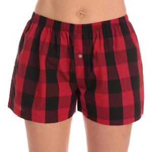 Just Love Womens Cotton Boxer Shorts with Pockets – 100% Cotton Sleep, Lounge & Casual Shorts – Prints & Plaids(Red Black Buffalo Plaid)
