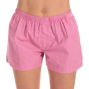Just Love Womens Cotton Boxer Shorts with Pockets – 100% Cotton Sleep, Lounge & Casual Shorts – Prints & Plaids(Stripe – Tonal Pinks)