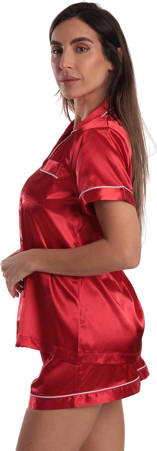 imageJust Love Womens Pajama SetSatin Red