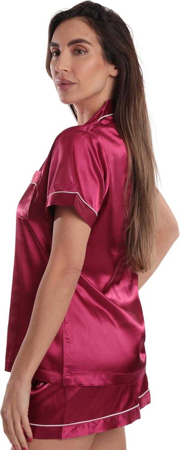 imageJust Love Womens Pajama SetSatin Wine