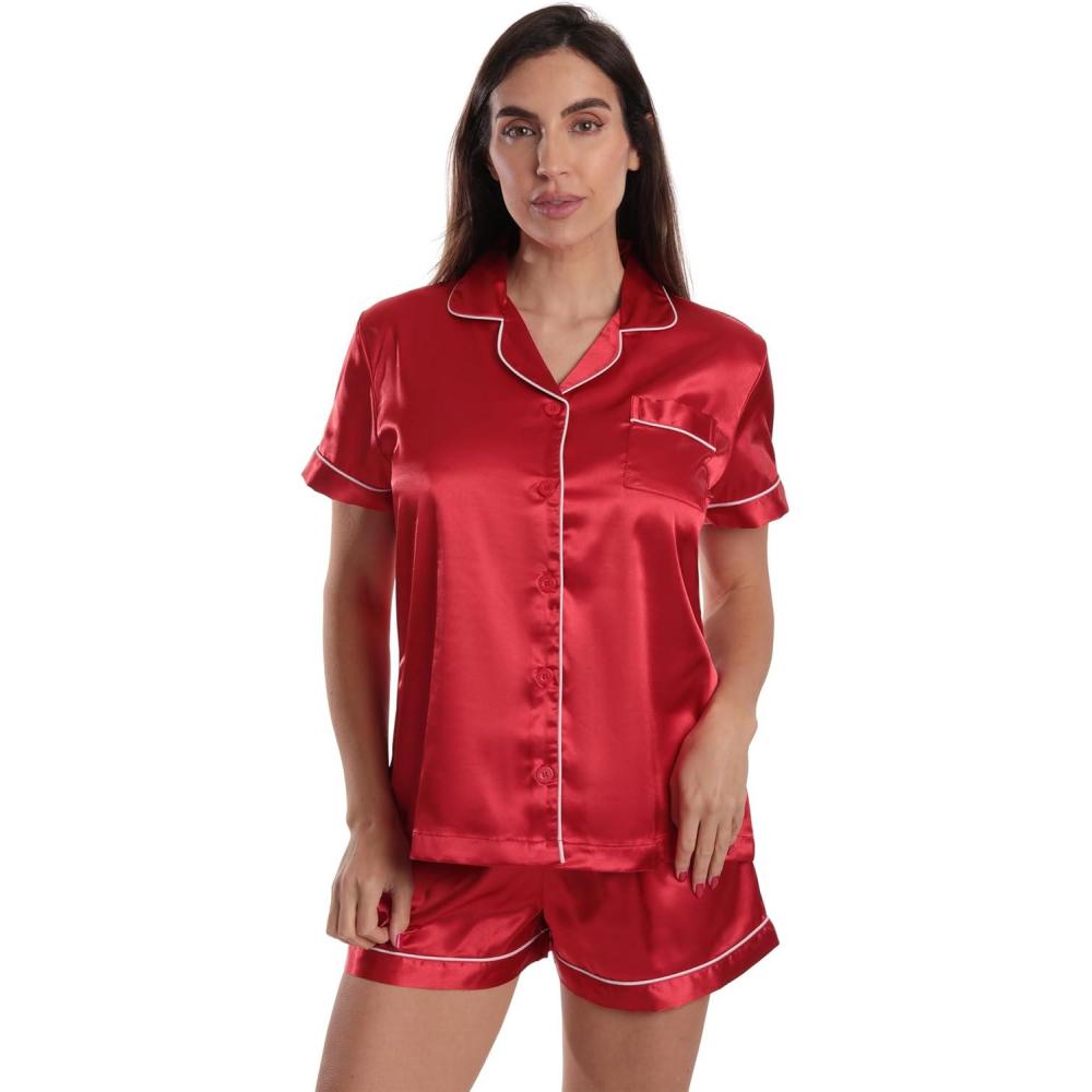 imageJust Love Womens Pajama SetSatin Red