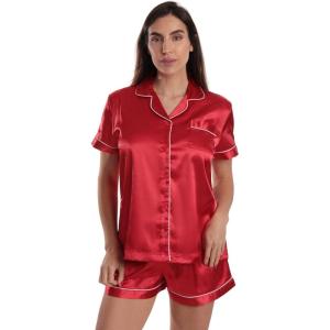 Just Love Womens Pajama Set(Satin Red)