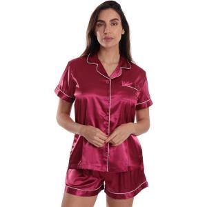 Just Love Womens Pajama Set(Satin Wine)