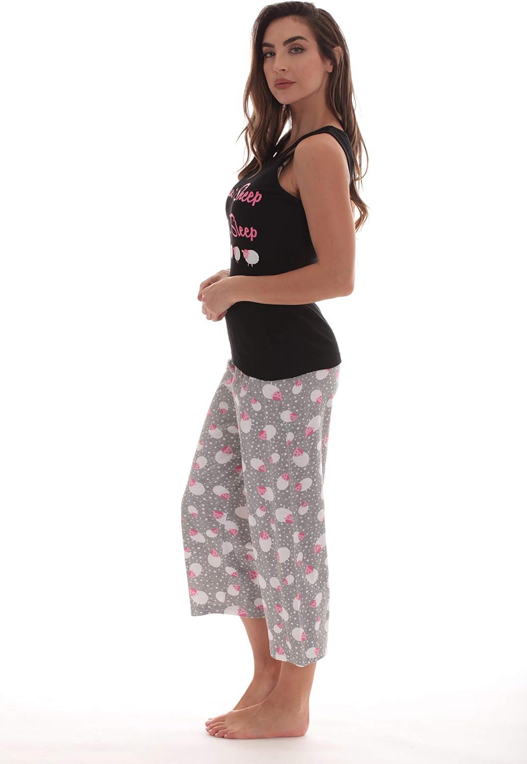 imageJust Love 100 Cotton Capri Sets Women SleepwearBlack Count Sheep