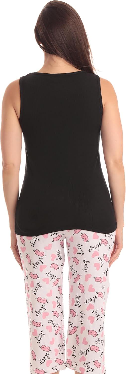 imageJust Love 100 Cotton Capri Sets Women SleepwearBlack I Love Sleep Mask
