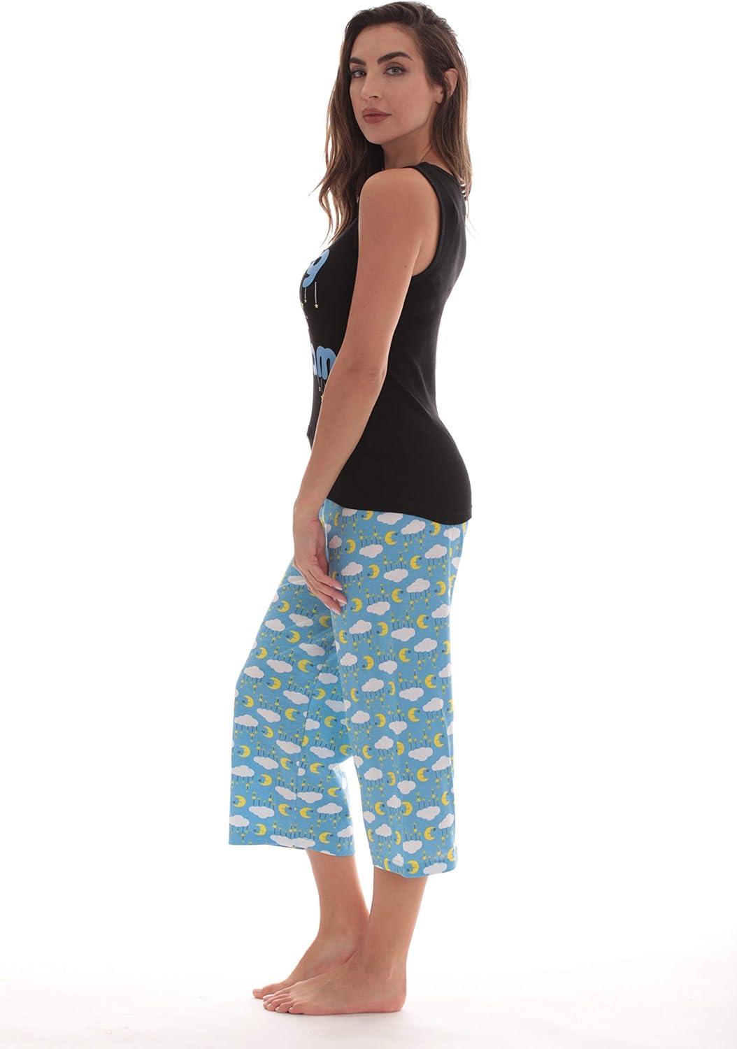 imageJust Love 100 Cotton Capri Sets Women SleepwearBlack Living the Dream