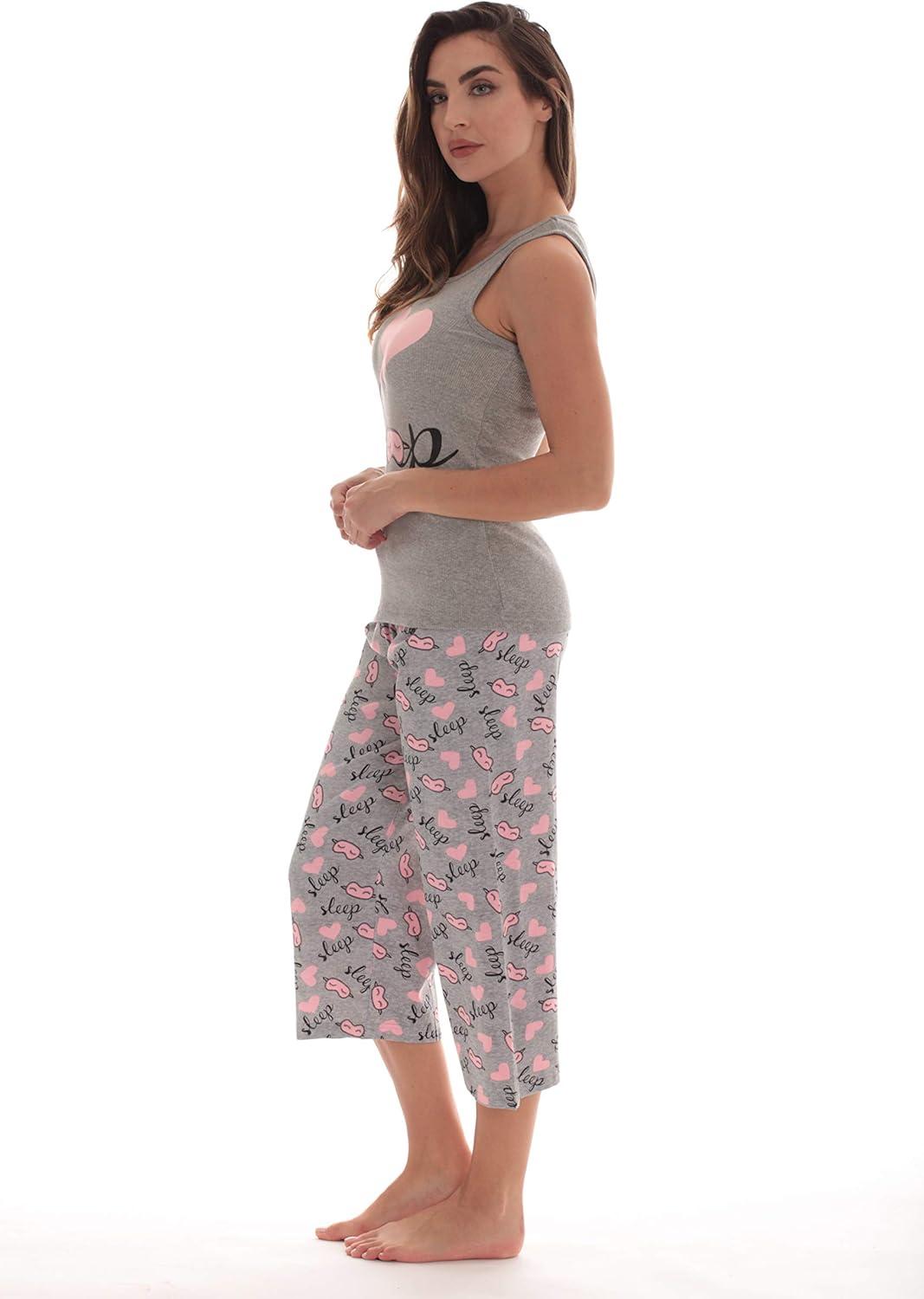 imageJust Love 100 Cotton Capri Sets Women SleepwearGrey I Love Sleep Mask