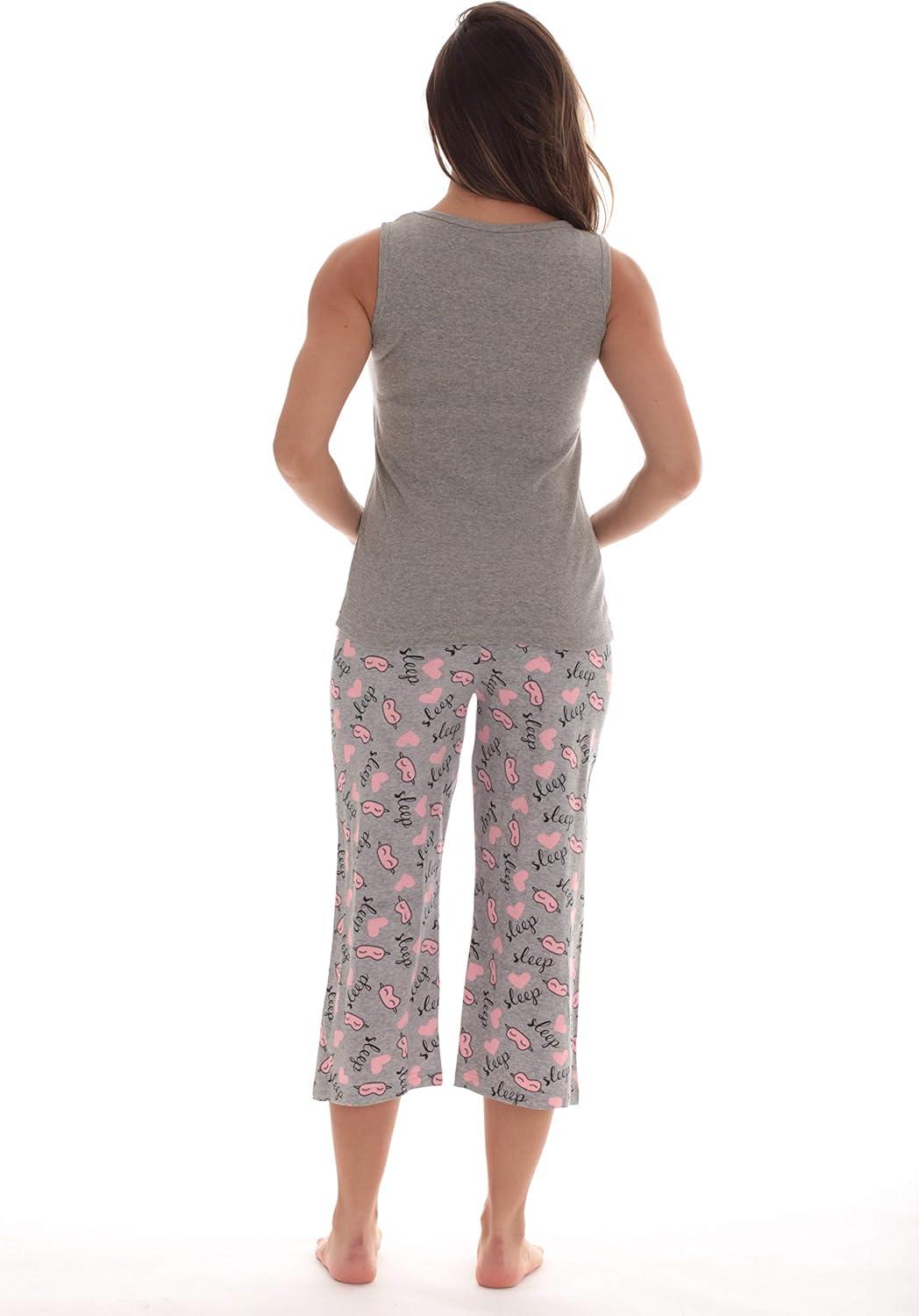 imageJust Love 100 Cotton Capri Sets Women SleepwearGrey I Love Sleep Mask