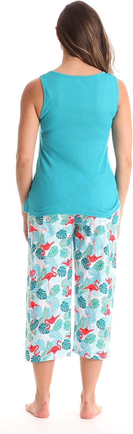 imageJust Love 100 Cotton Capri Sets Women SleepwearTurquoise Lets Flamingle