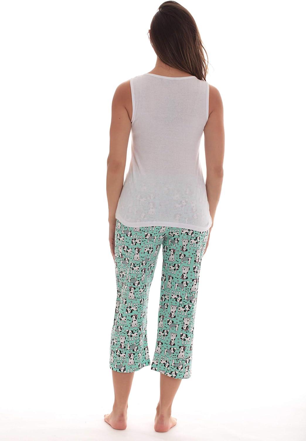 imageJust Love 100 Cotton Capri Sets Women SleepwearWhite Puppy Love