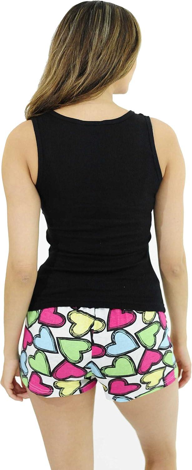 imageJust Love 100 Cotton Women Sleepwear Tank amp Short Pajama SetsLove Sleep Black