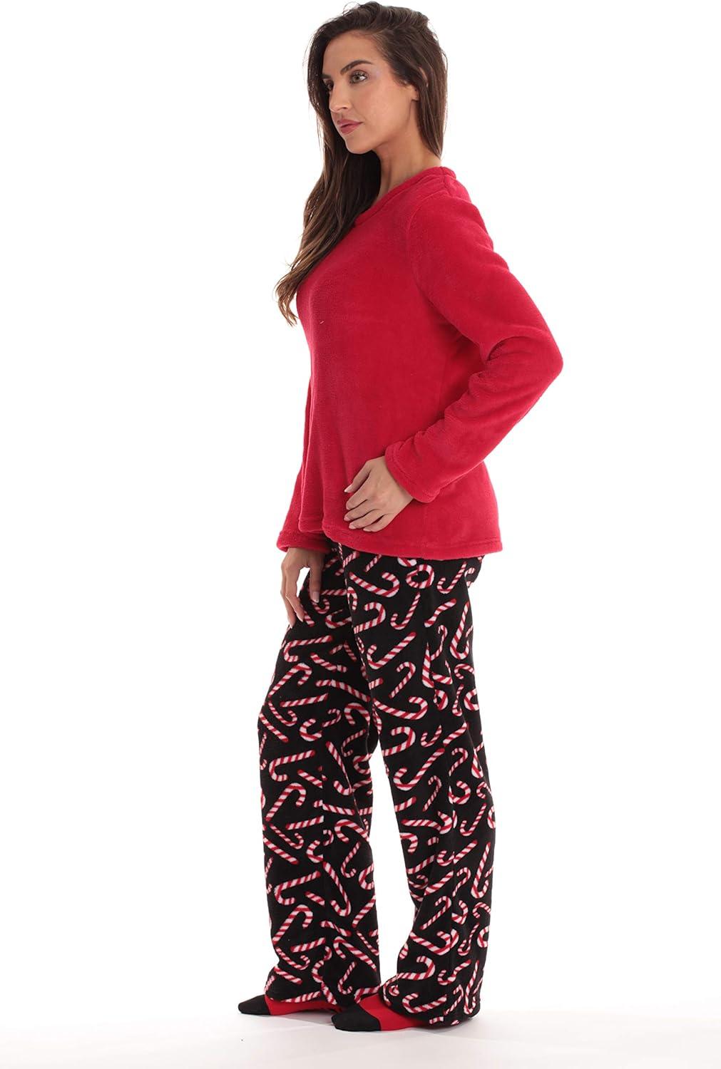 imageJust Love UltraSoft Womens Pajama Pant Set Nightgown with Matching SocksCandy Cane Black