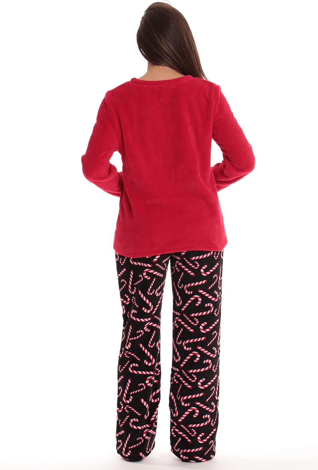 imageJust Love UltraSoft Womens Pajama Pant Set Nightgown with Matching SocksCandy Cane Black