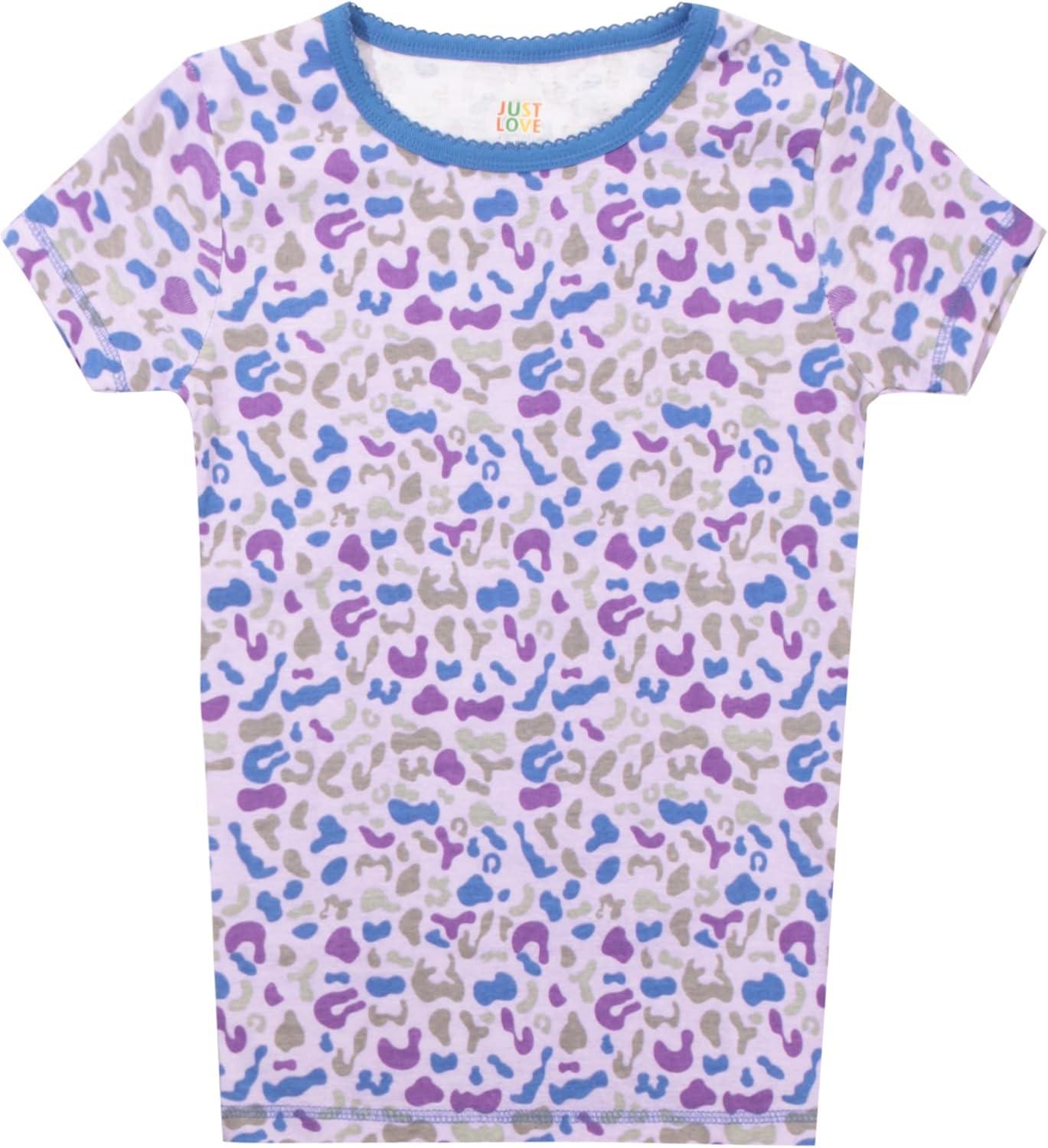 imageJust Love Girls Cotton Pajamas SetsPurple Cheetah Short Sleeve With Pant