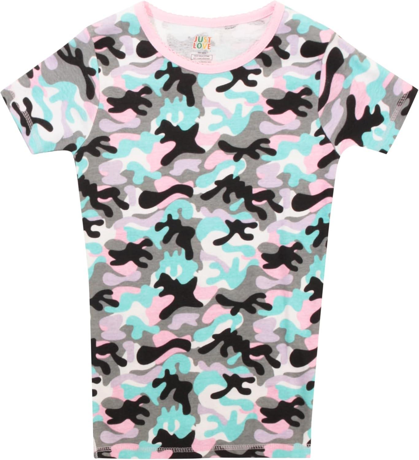 imageJust Love Girls Cotton Pajamas SetsWhite Camo Short Sleeve With Pant
