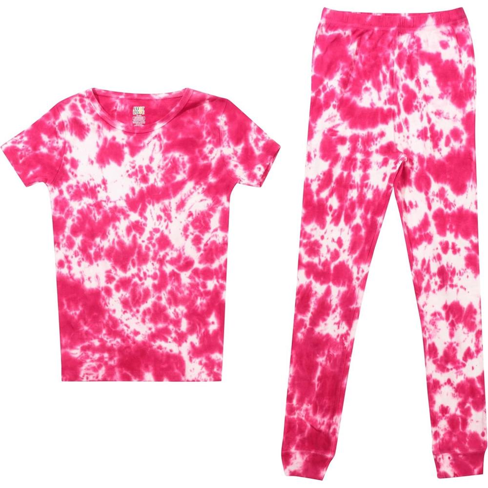 imageJust Love Girls Cotton Pajamas SetsPink Tie Dye Short Sleeve