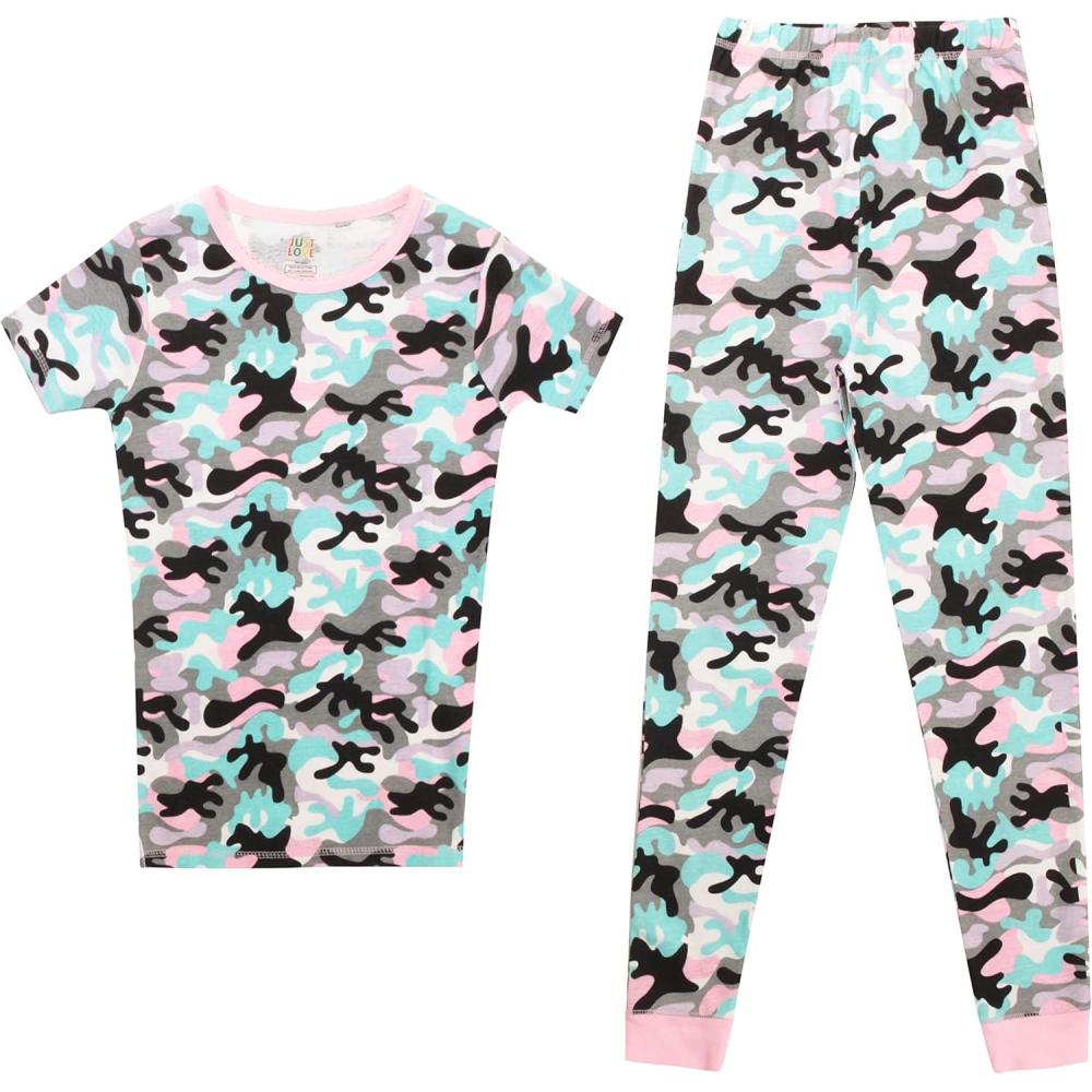 imageJust Love Girls Cotton Pajamas SetsWhite Camo Short Sleeve With Pant