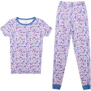 Just Love Girls Cotton Pajamas Sets(Purple – Cheetah Short Sleeve With Pant)