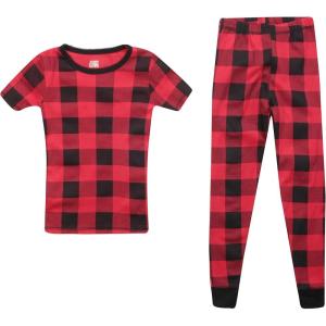 Just Love Girls Cotton Pajamas Sets(Red – Buffalo Plaid Short Sleeve With Pant)