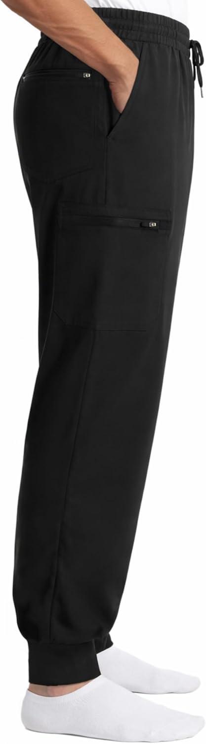 imageJust Love Mens Jogger Scrub Pants 6 Pocket 4Way Stretch Slim Fit Medical Uniform Elastic Waist Work PantsBlack Stretch Fabric