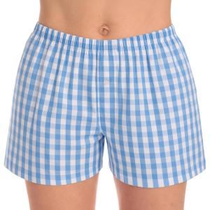 Just Love Women’s Cotton Boxer Shorts – Woven Poplin Pajama & Lounge Sleep Shorts – Elastic Waist with Pockets(Gingham Check Blue)