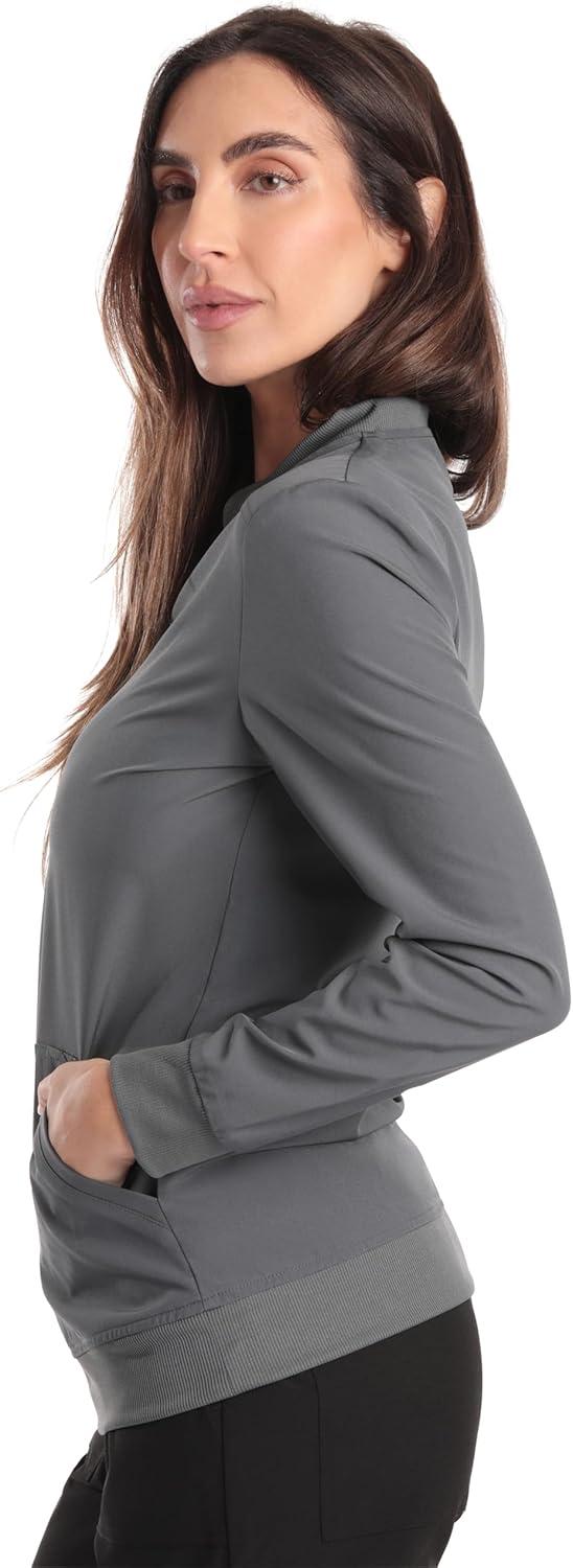 imageJust Love Womens Solid Scrub JacketSteel Gray Stretch Fabric