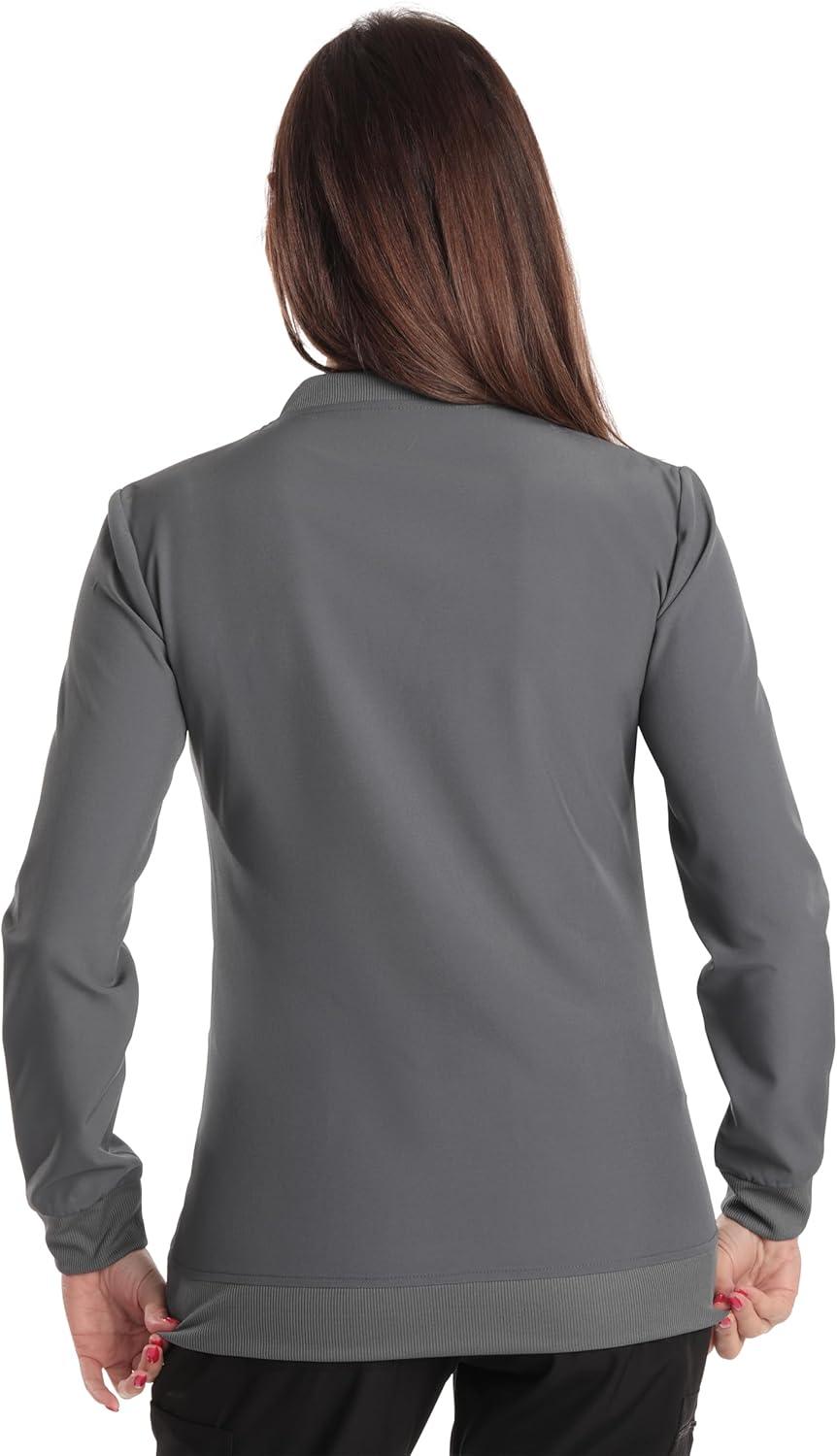 imageJust Love Womens Solid Scrub JacketSteel Gray Stretch Fabric