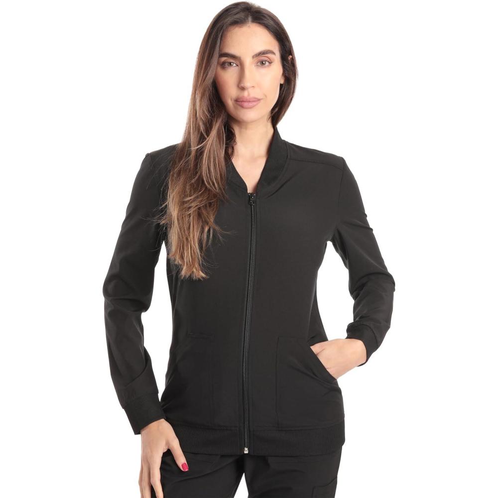 imageJust Love Womens Solid Scrub JacketBlack Stretch Fabric