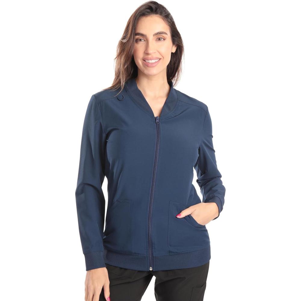 imageJust Love Womens Solid Scrub JacketNavy Stretch Fabric